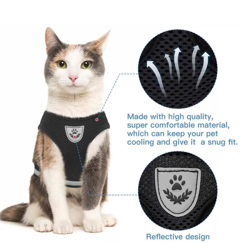 Cat Leash and Harness for Walking Adjustable and soft and breathable